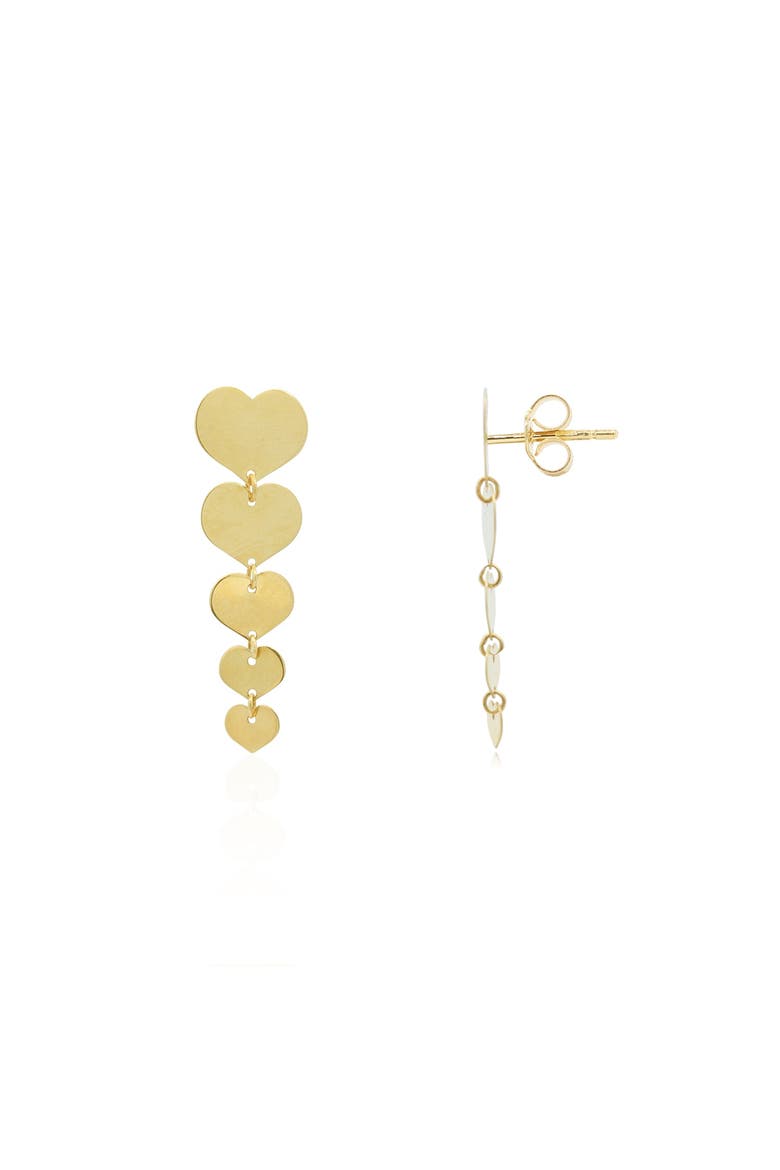 Gold Graduating Heart Dangle Earrings, Main, color, Yellow Gold