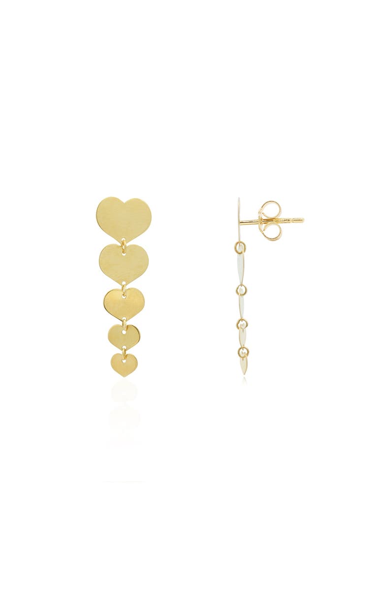The Lovery Fine Jewelry Gold Graduating Heart Dangle Earrings, Main, color, Yellow Gold