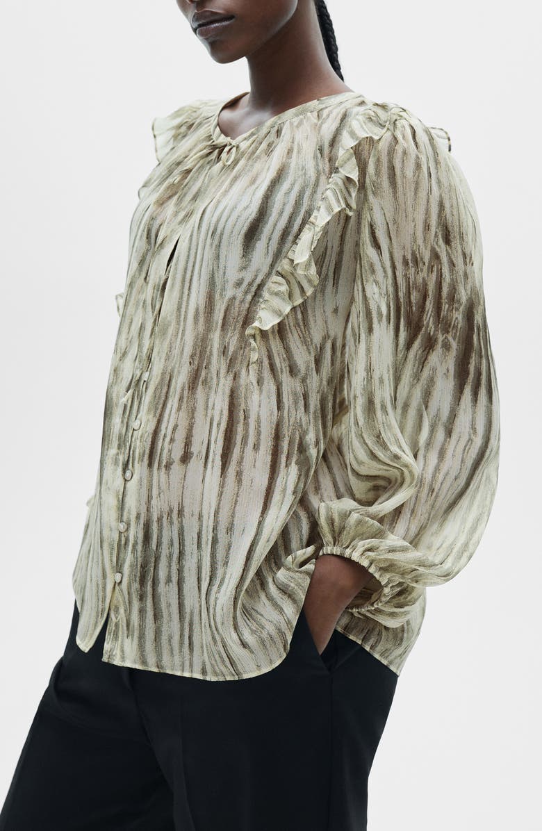 MANGO Ruffle Semisheer Top, Alternate, color, 