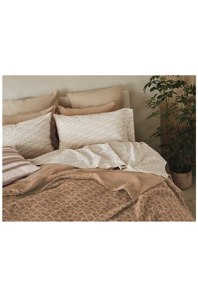 Print Organic Cotton Percale Sheet Set, Alternate, color, SHELL ROBLES