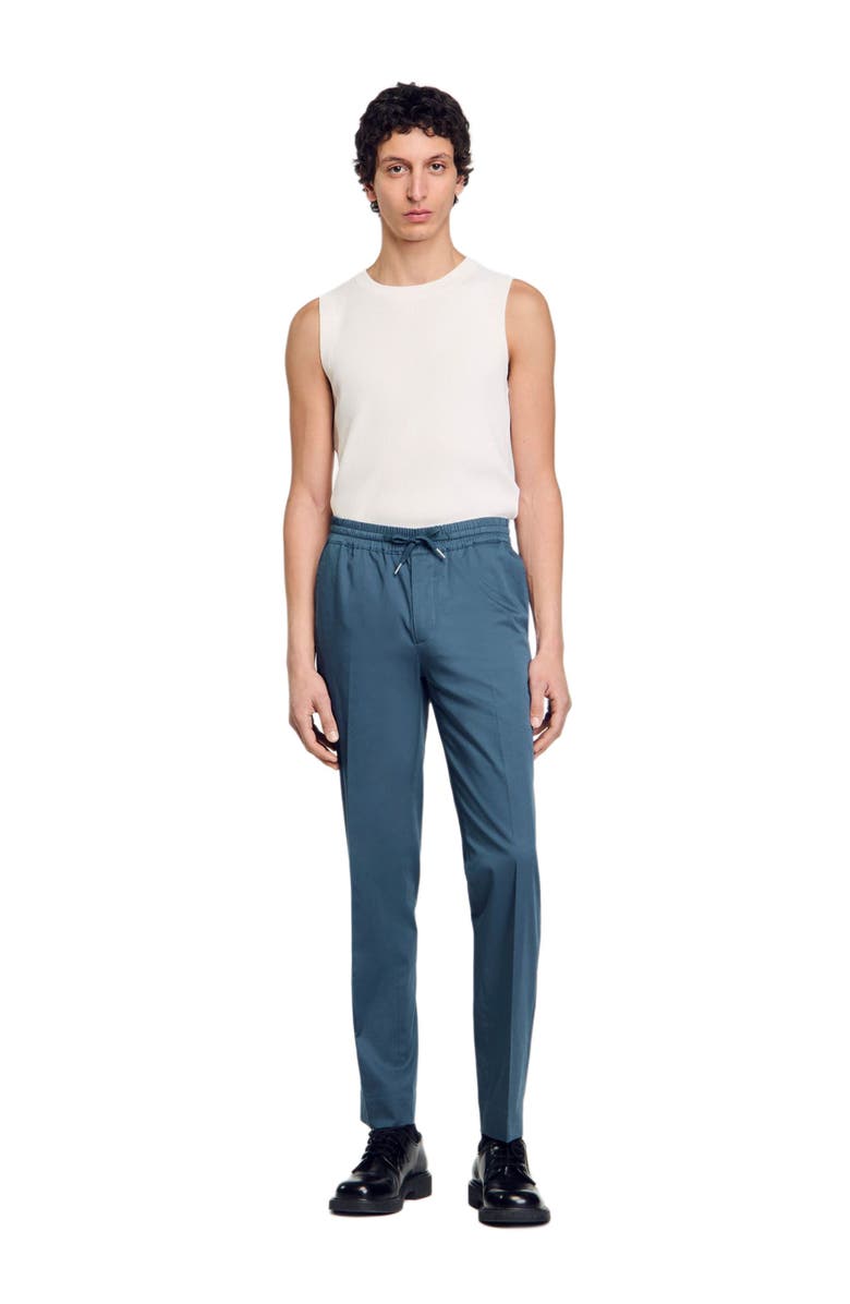 SANDRO Elasticated straight-leg trousers, Alternate, color, Thunderstorm Blue