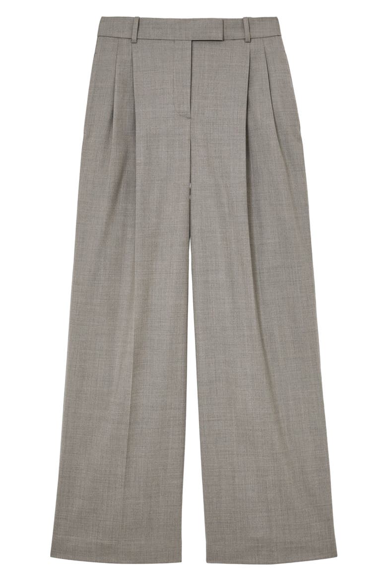 Darcy Pleated Wide Leg Wool Blend Trousers, Alternate, color, LIGHT GREY
