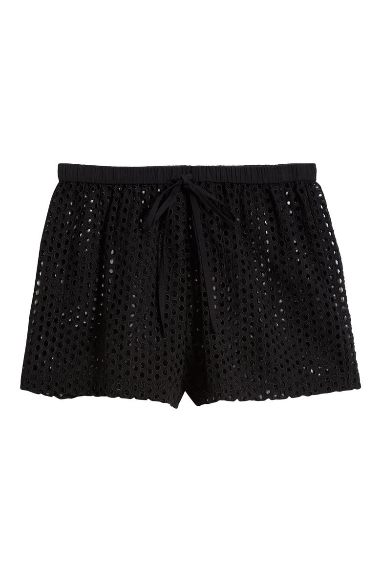 The Nancy Open Knit Cotton Cover-Up Shorts, Alternate, color, NOIR