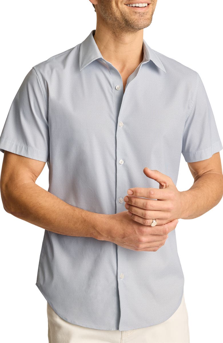 Bonobos Slim Fit Tech Performance Short Sleeve Button-Up Shirt, Main, color, Breen Geo