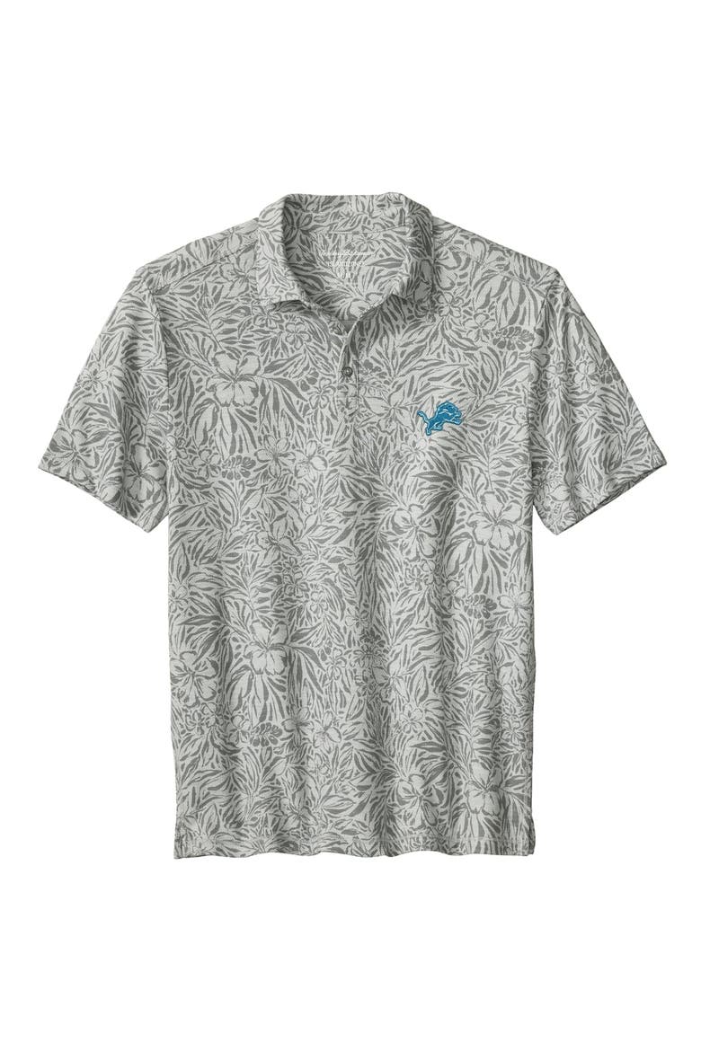 Men's Tommy Bahama Gray Detroit Lions IslandZone Wild Hibiscus Tri-Blend Polo, Main, color, Gray