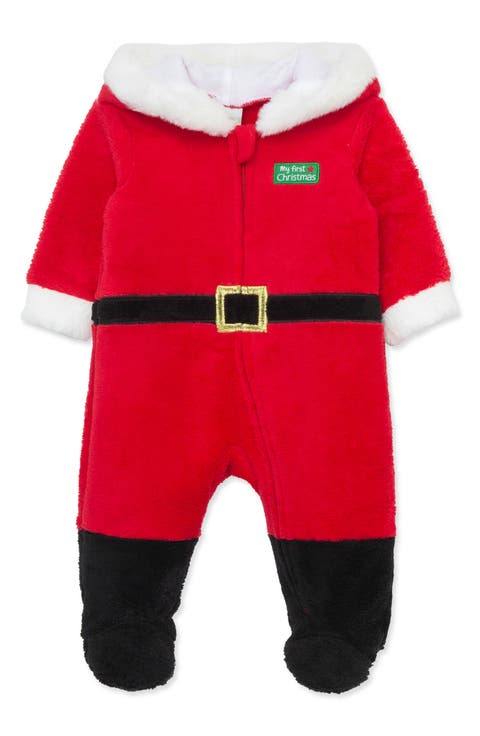 Santa Hooded Minky Fleece Footie