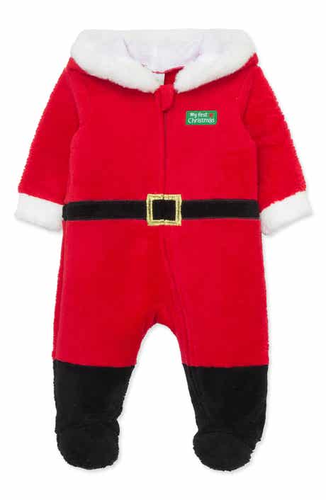Santa Hooded Minky Fleece Footie