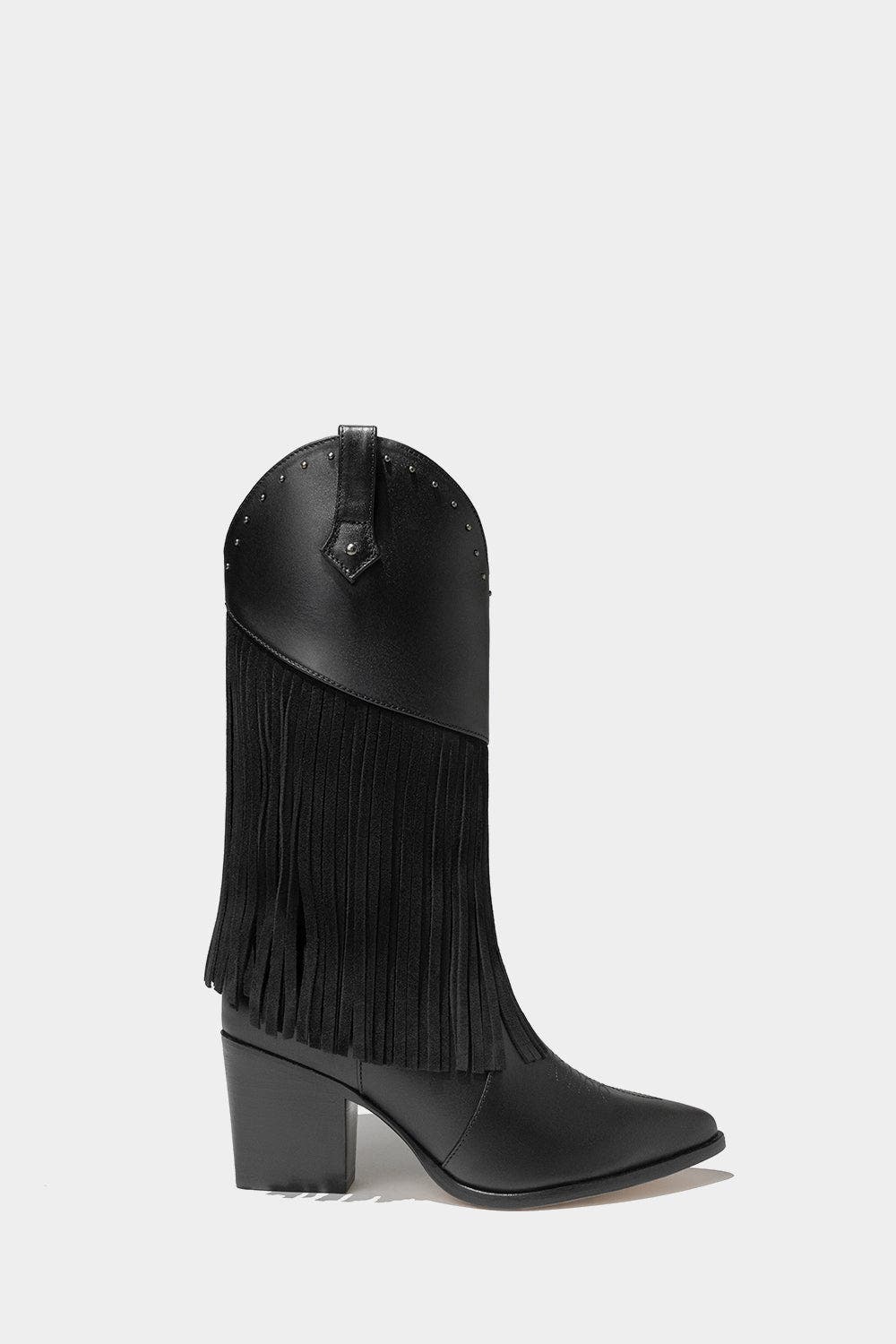 Dante Leather Fringe Boots Feelings, Alternate, color, Black