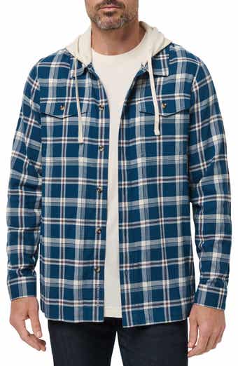 Cloud Plaid Flannel Hooded Button-Up Shirt