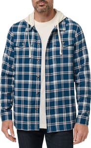 TravisMathew Cloud Plaid Flannel Hooded Button-Up Shirt
