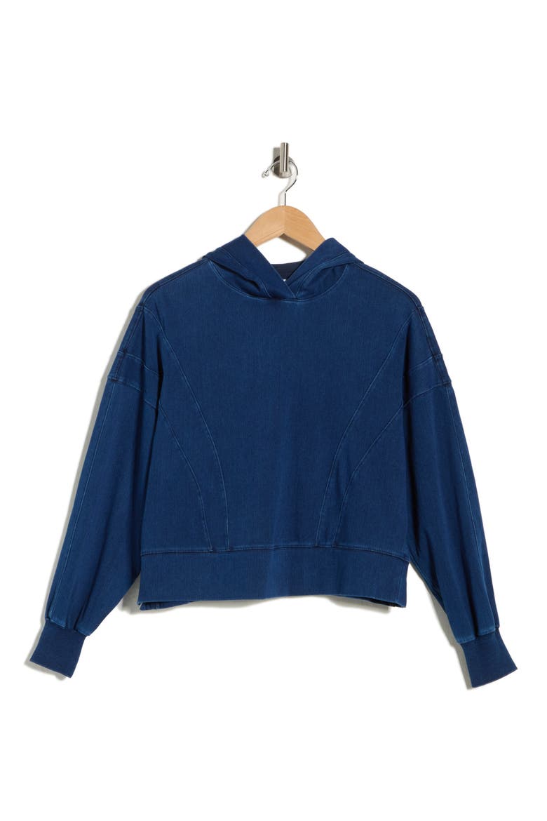 Flow Crop Hooded Sweatshirt, Alternate, color, WASHED FOREVER DENIM