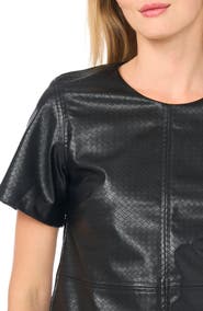 Halogen® Textured Faux Leather Top