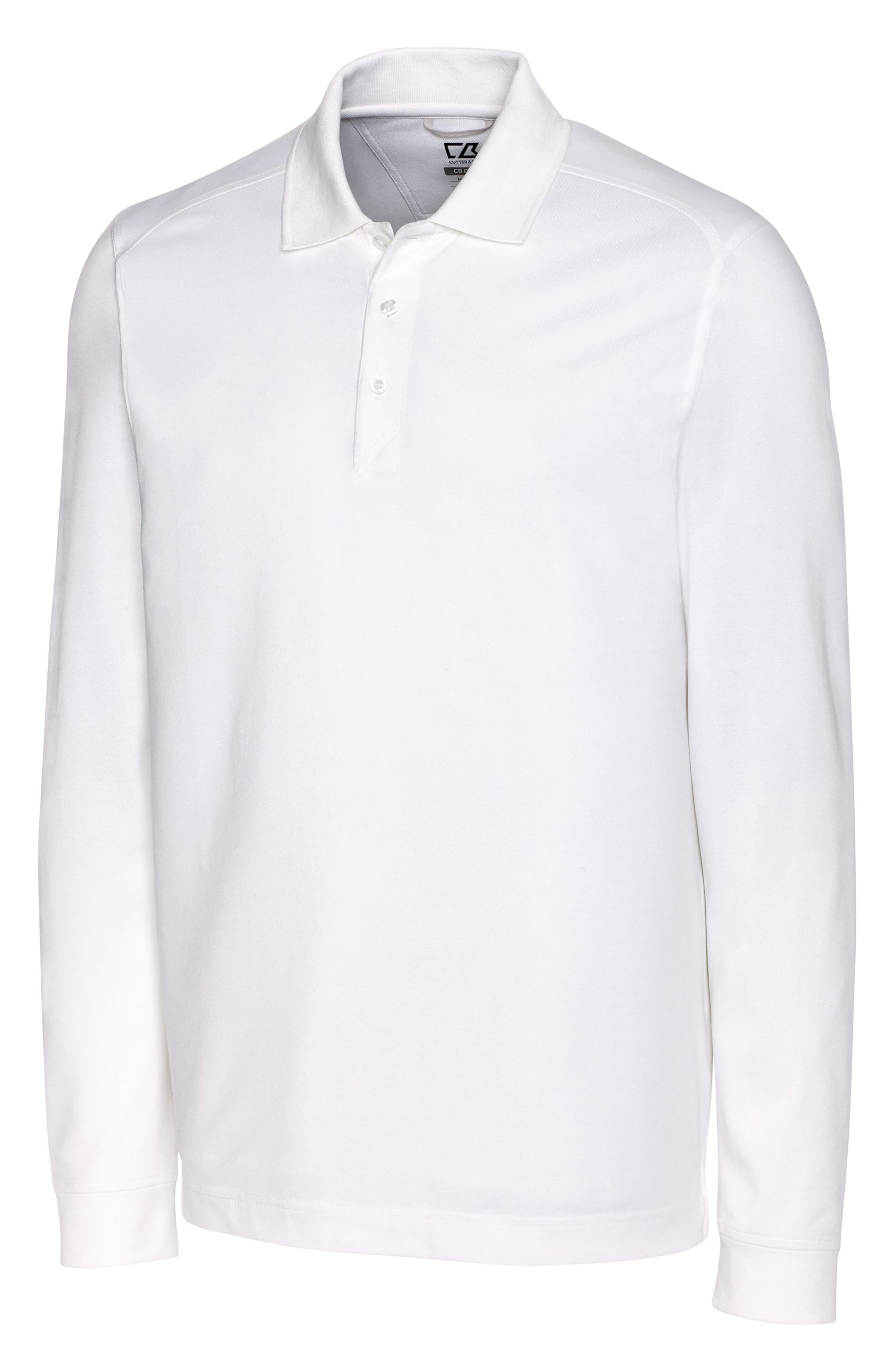 Cutter & Buck Advantage Tri-Blend Long Sleeve Polo in White 