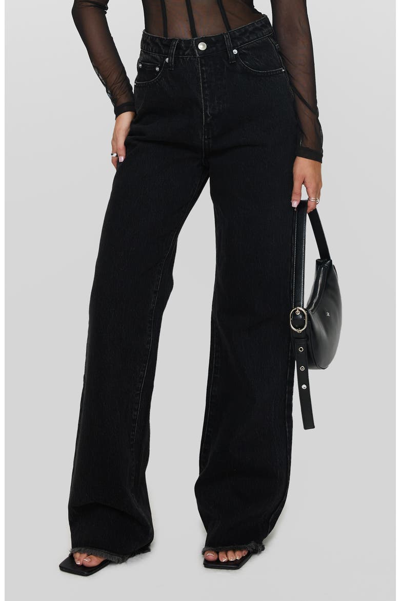 Carey High Waist Wide Leg Denim Jeans, Main, color, BLACK