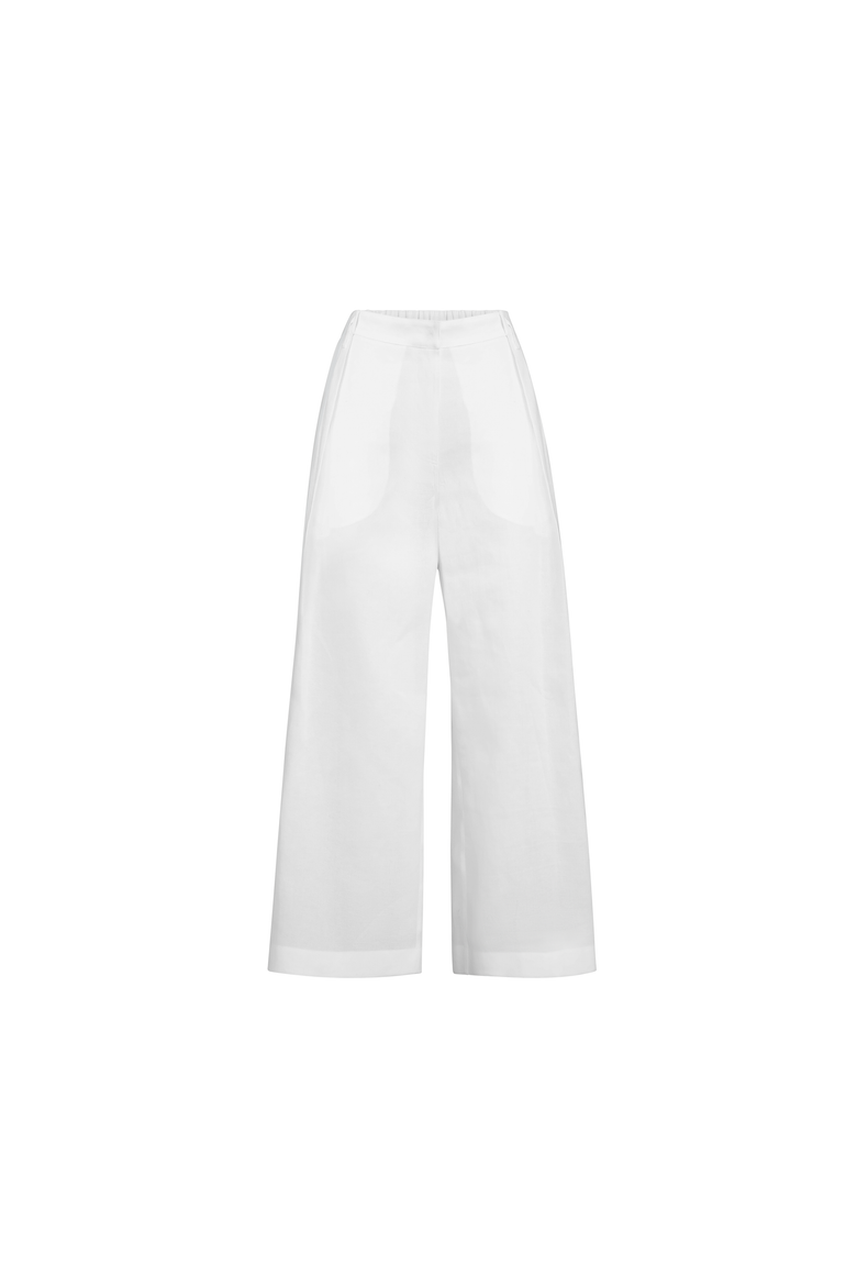 Pleated A-Line trousers, Alternate, color, White