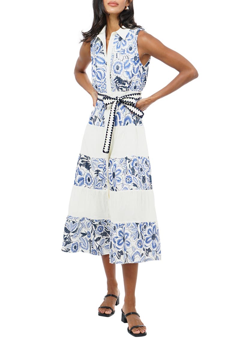Adelyn Rae Ethena Embroidered Sleeveless Dress, Alternate, color, Blue