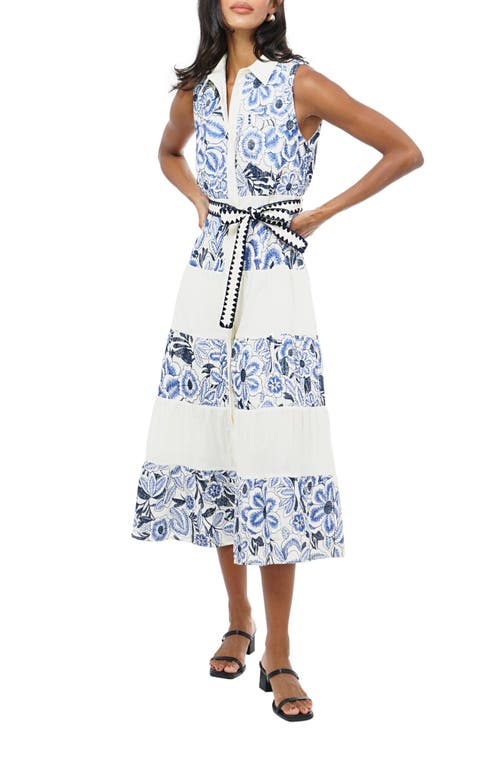 Adelyn Rae Ethena Embroidered Sleeveless Dress In Blue