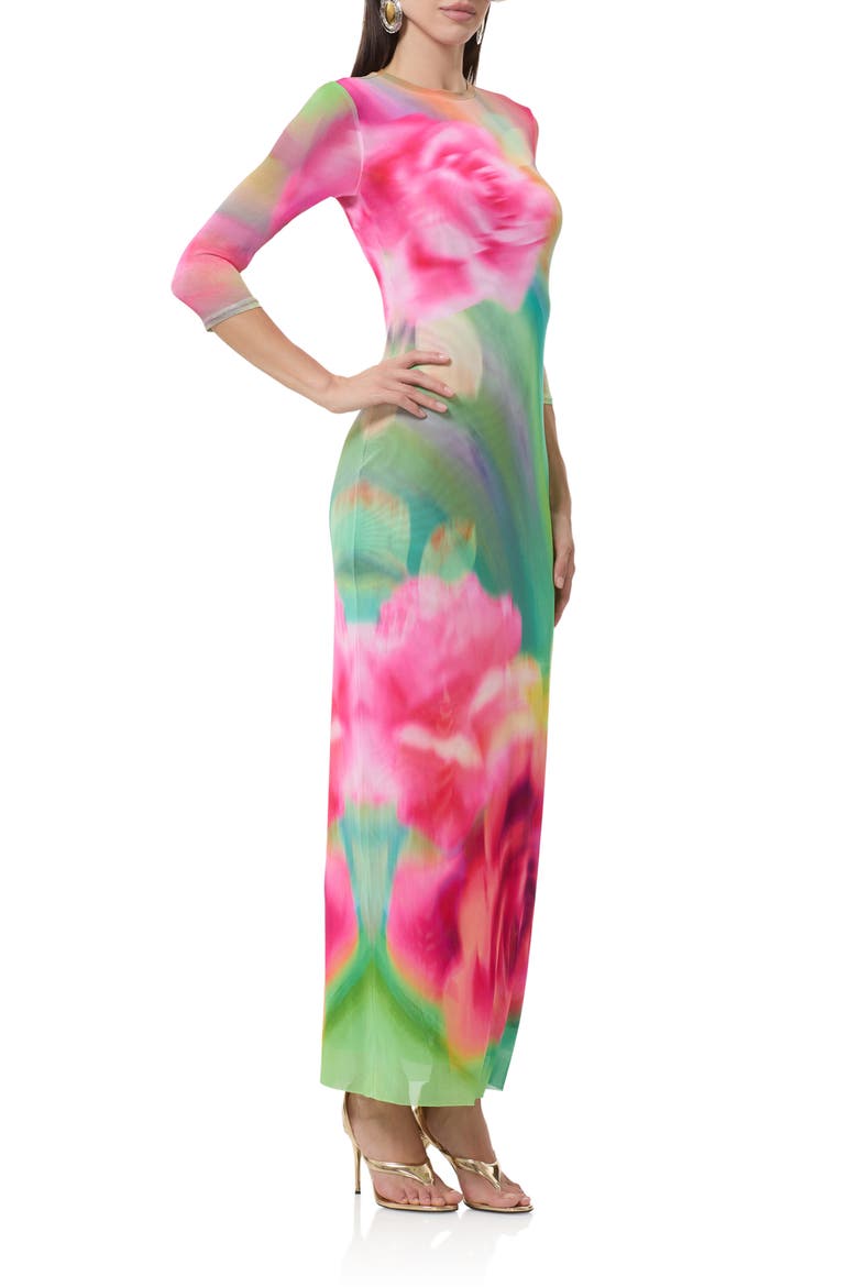 Kira Floral Print Body-Con Dress, Alternate, color, GREEN ROSE