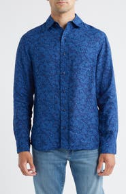 Schott NYC Floral Linen Button-Up Shirt