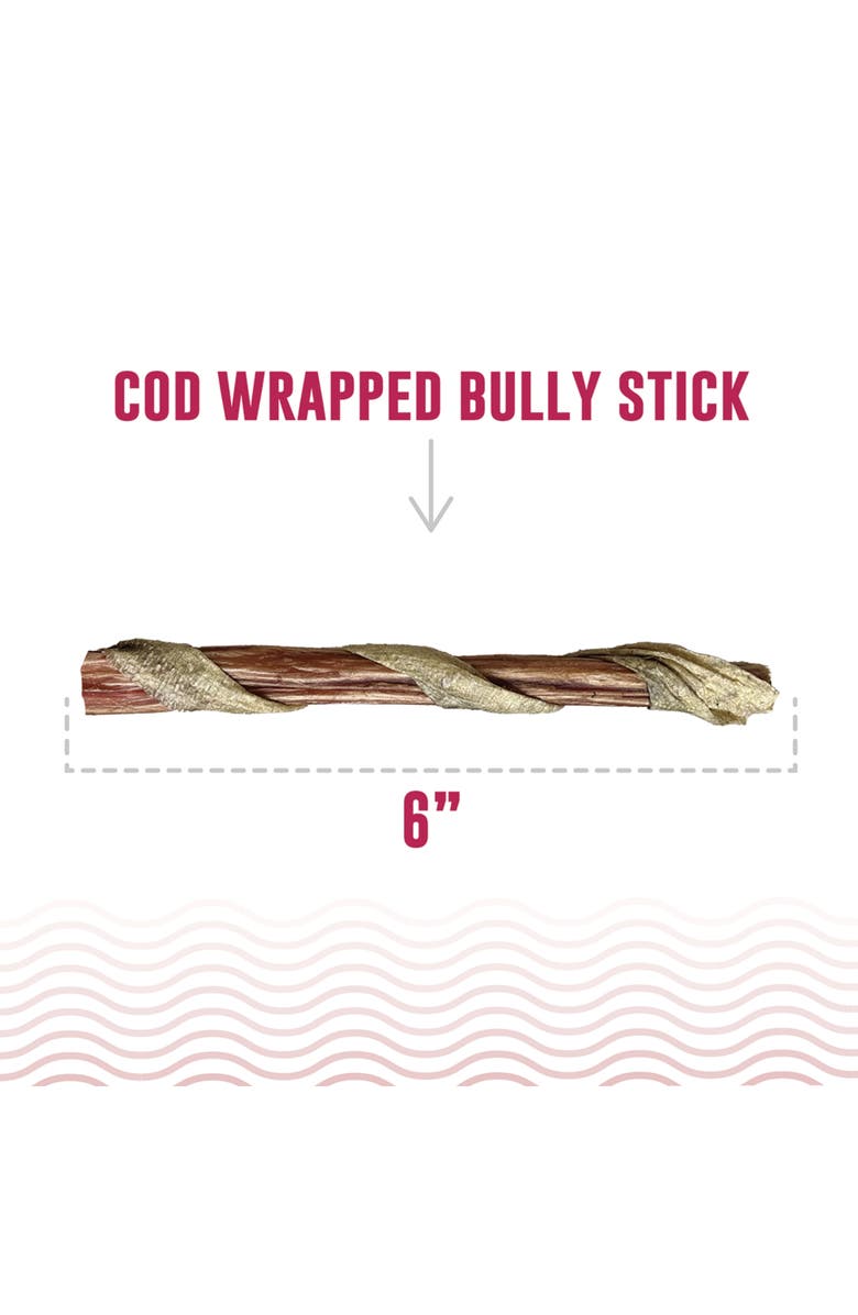 ICELANDIC+ Fish Sticks - Bully Stick Wrapped In Cod Skin 5 Pack, 6" - Dog Treats, Alternate, color, Multicolored