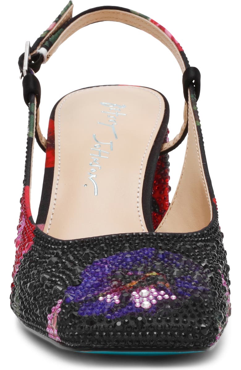 Betsey Johnson Elias Rhinestone Floral Slingback Pump, Alternate, color, Black Flower Multi