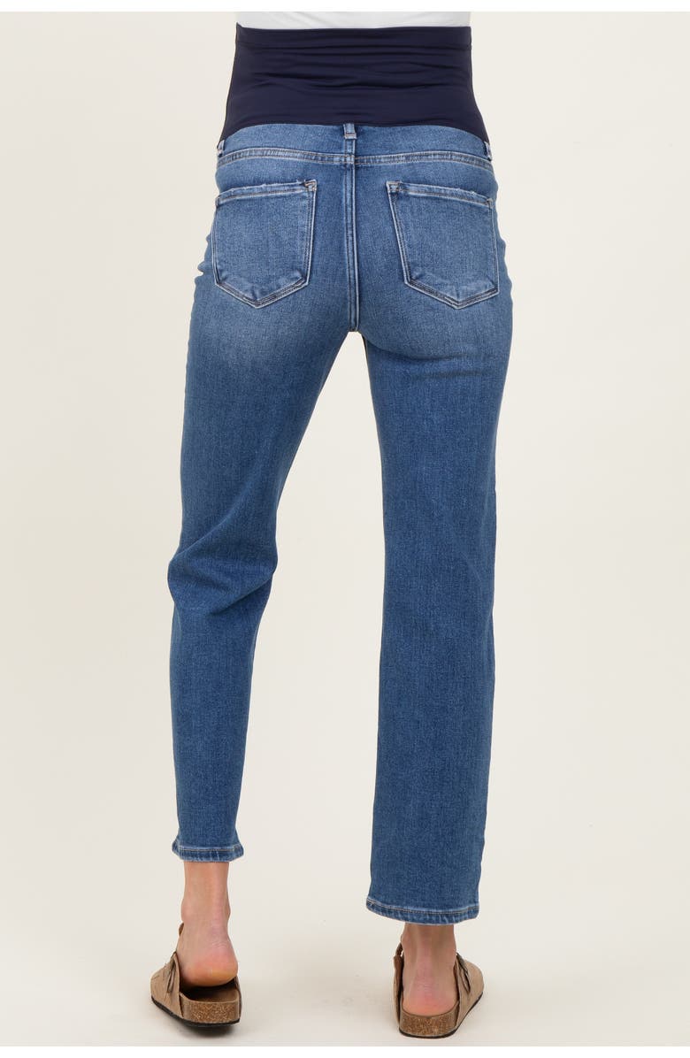 PinkBlush Medium Wash Ankle Straight Leg Maternity Jeans, Alternate, color, Blue