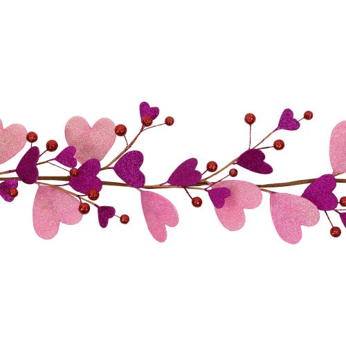 Northlight 6' Glittered Hearts And Berries Valentine's Day Garland In Red