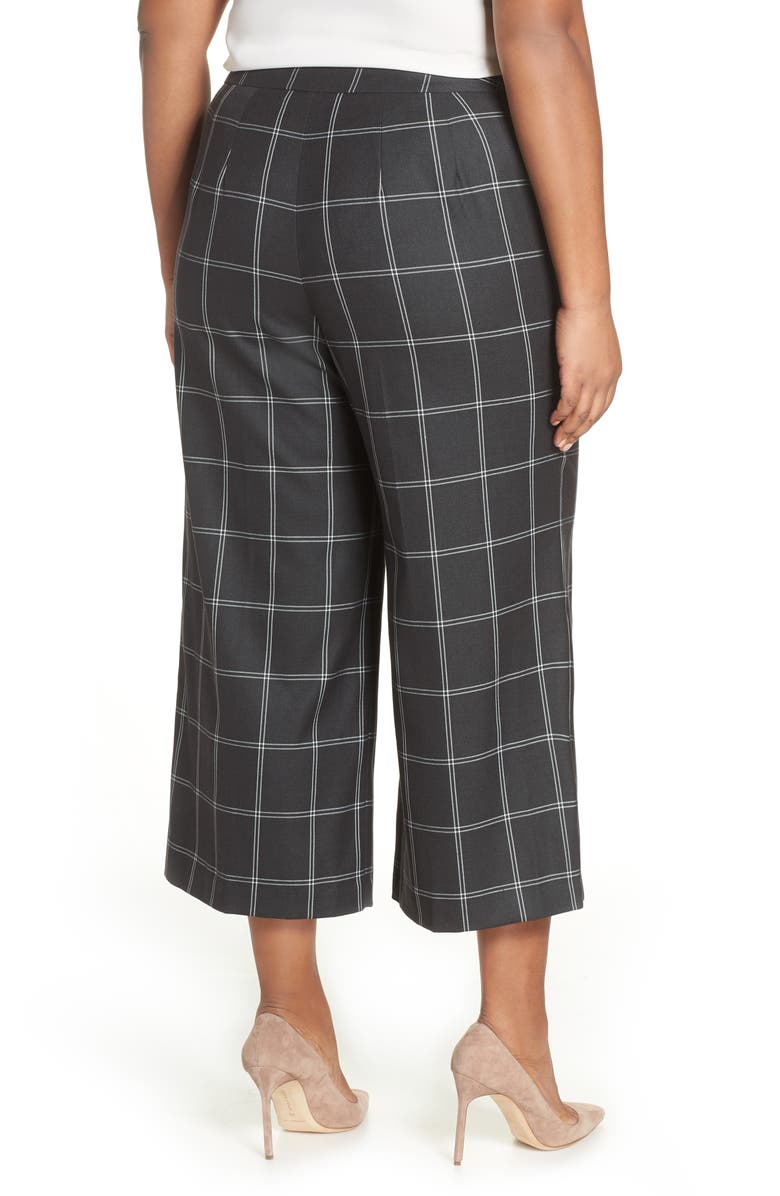 Sejour Windowpane Check Wide Leg Crop Pants, Alternate, color, 