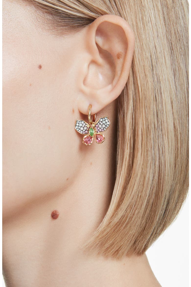 Idyllia Butterfly Crystal Stud Earrings, Alternate, color, GOLD MULTI