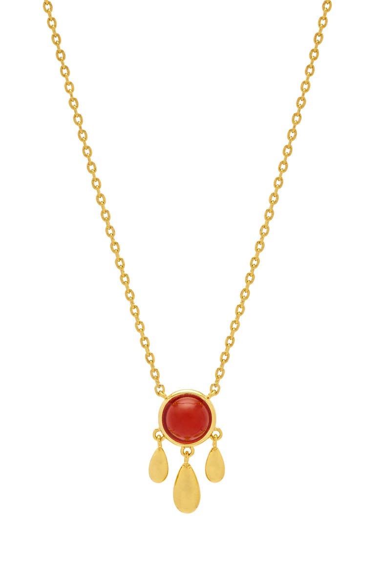 Estella Bartlett Semiprecious Stone & Droplet Pendant Necklace, Main, color, Gold And Red