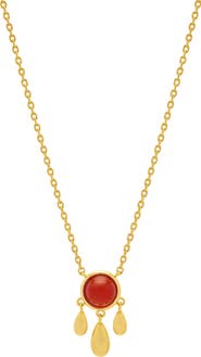 Estella Bartlett Semiprecious Stone & Droplet Pendant Necklace