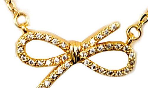 Panacea Crystal Bow Pendant Necklace In Gold