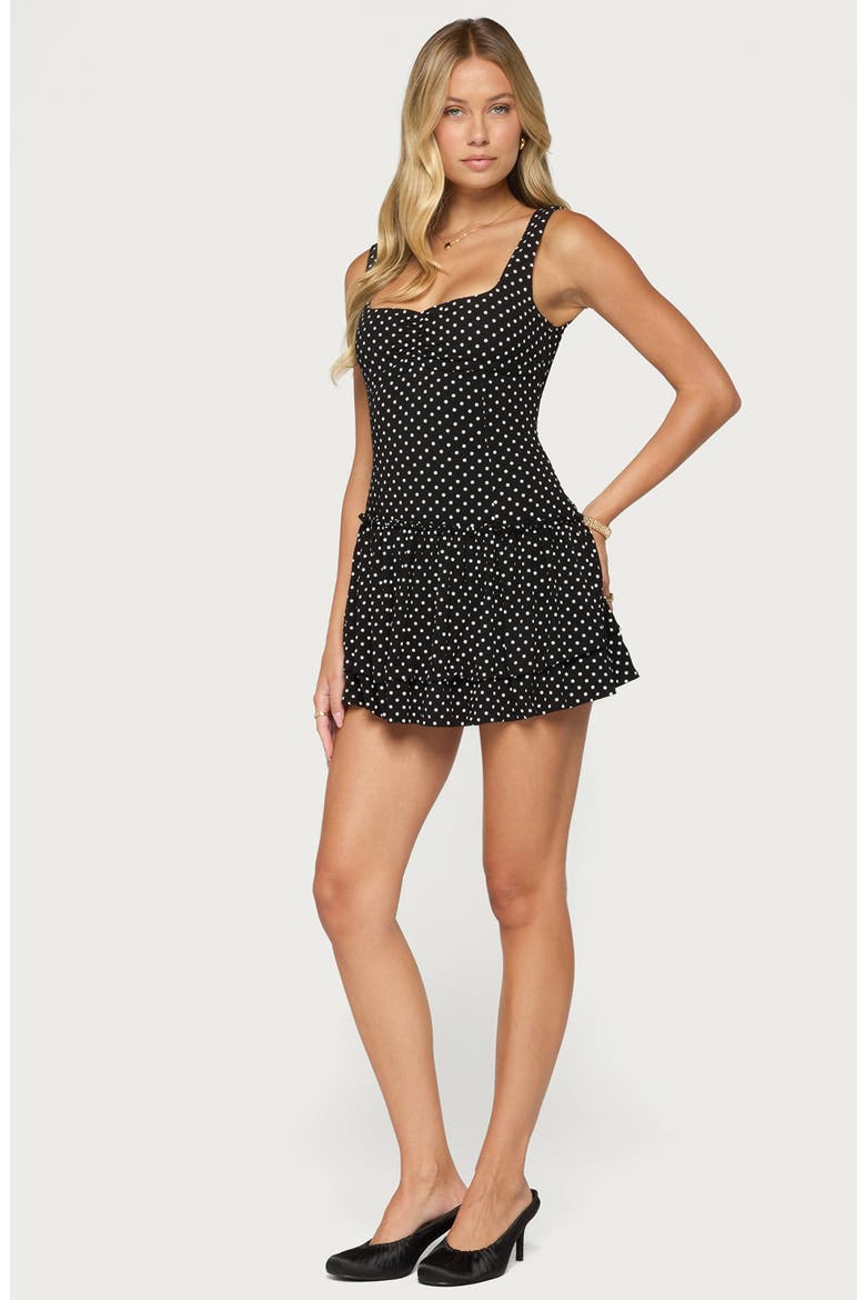 Mercedez Polka Dot Romper, Alternate, color, BLACK