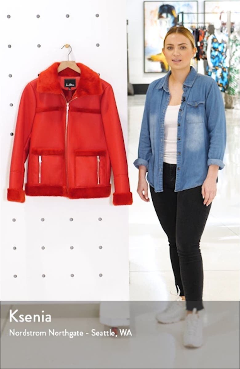 Faux Fur Trim Faux Leather Jacket, sales video thumbnail