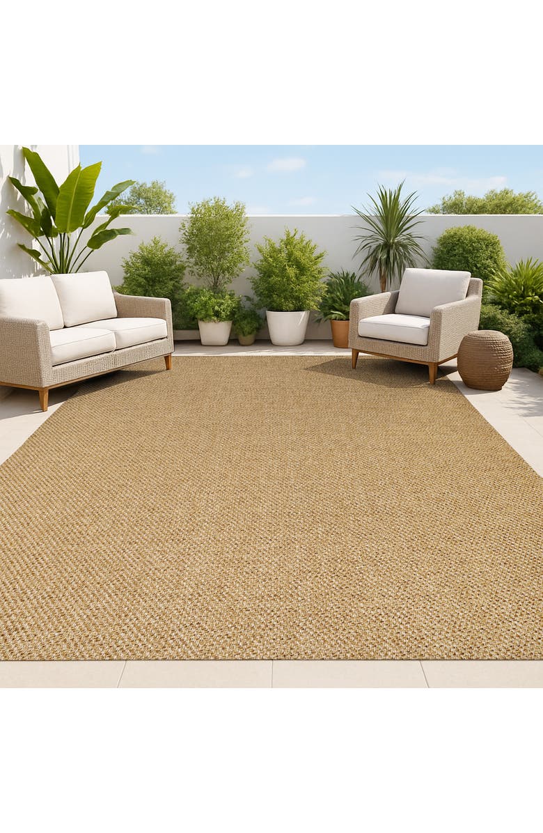 JONATHAN Y Solana Easy Jute Rustic Solid Indoor/Outdoor Area Rug, Main, color, Natural