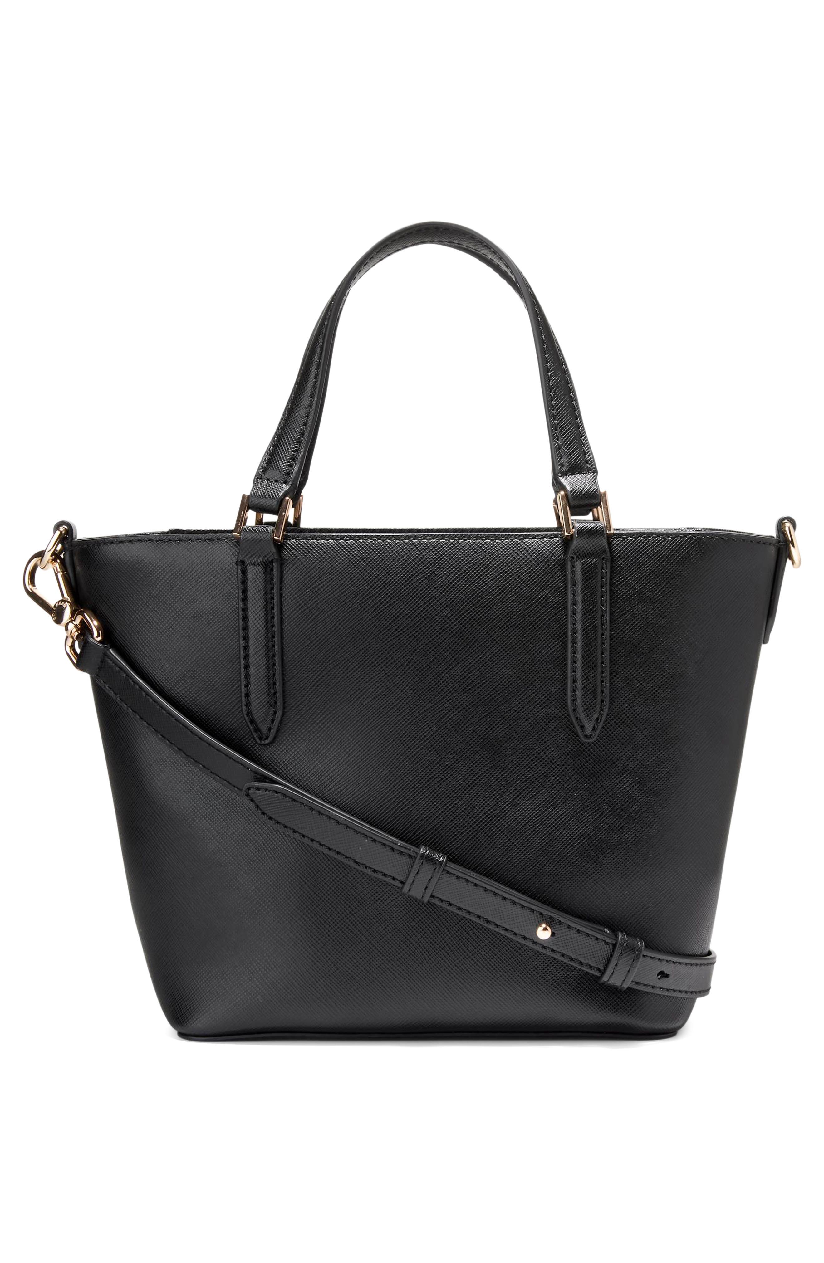 The Elyse Leather Mini Crossbody Bag, Alternate, color, BLACK