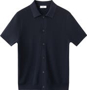 MANGO Short Sleeve Knit Button-Up Shirt