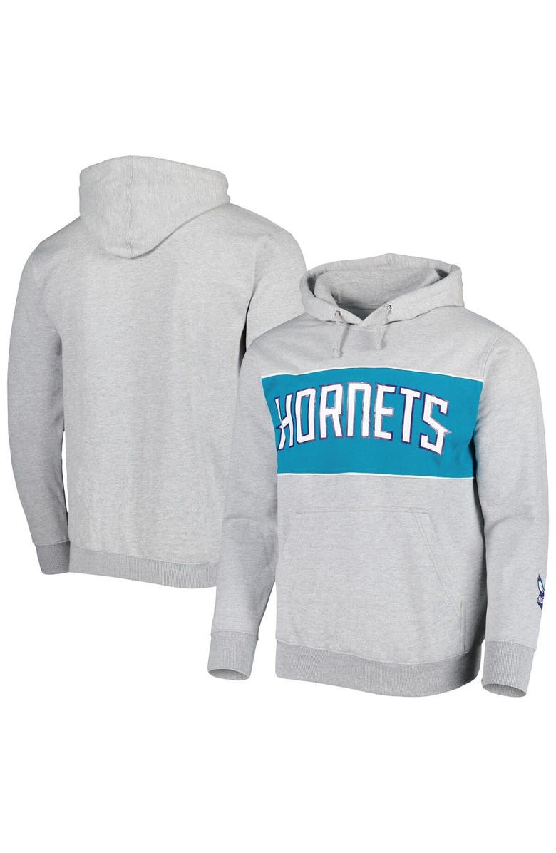 FANATICS Men's Fanatics Branded Heather Gray Charlotte Hornets Wordmark French Terry Pullover Hoodie, Main, color, Heather Gray