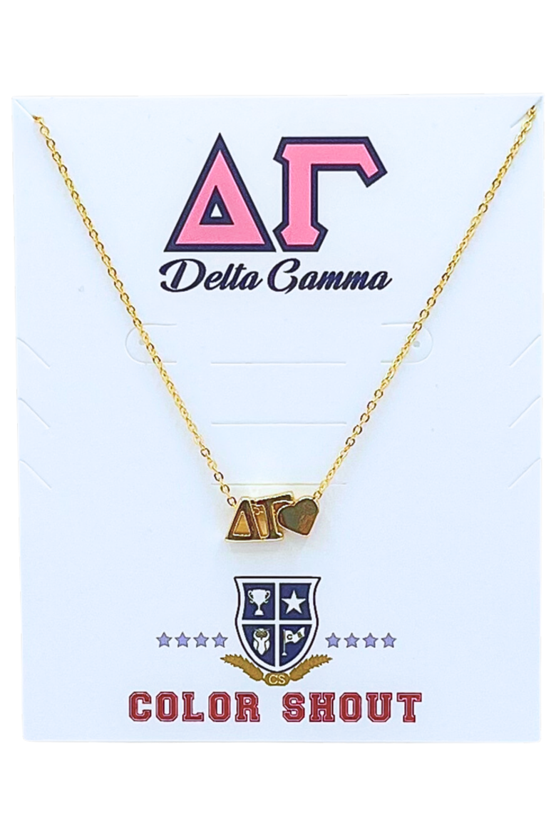Delta Gamma Sorority Gold Heart Necklace, Main, color, Yellow Gold