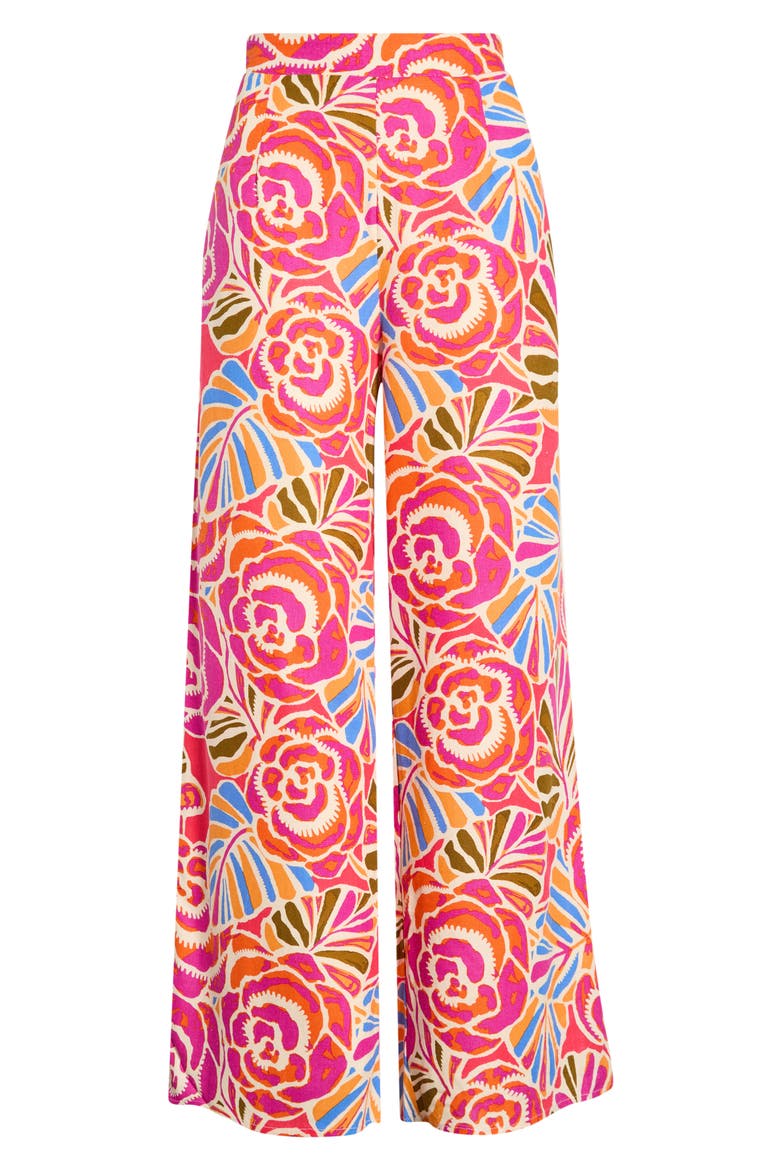 Nomi Floral Elena Wide Leg Pants, Alternate, color, PINK-ORANGE-BLUE