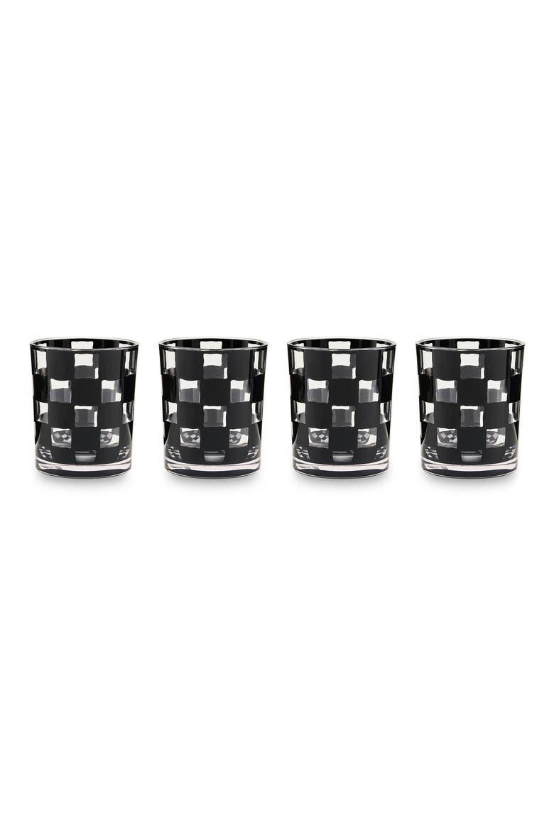 Set of 4 Black Check Acrylic Tumblers, Alternate, color, BLACK