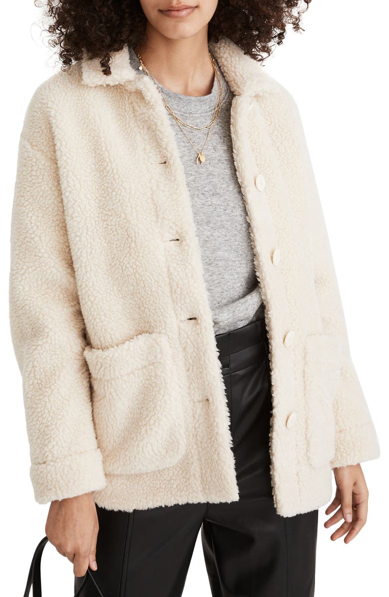 Madewell Walton Faux Shearling Shirt Jacket, Main, color,