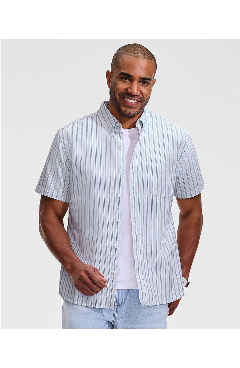 Lands' End Short Sleeve Sail Rigger Shirt, Alternate, color, White/Soft French Blue Stripe