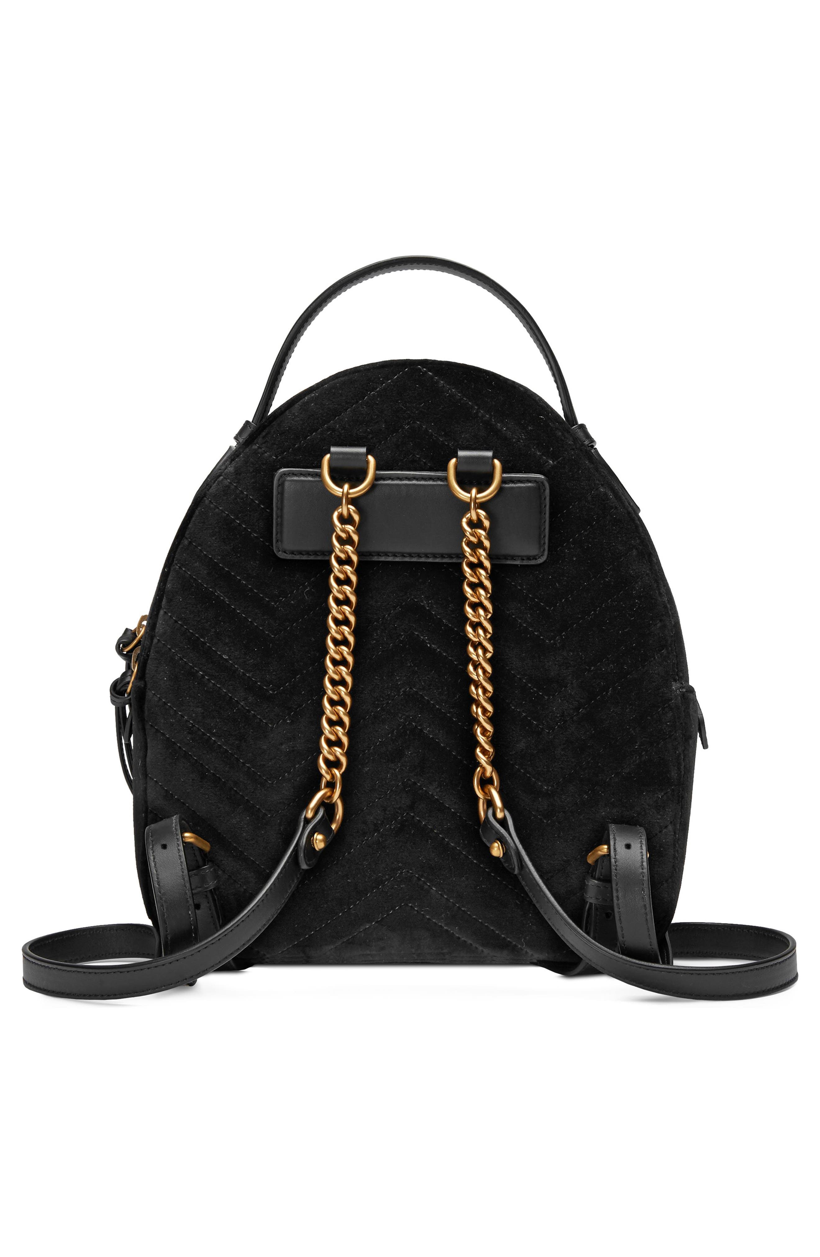 Gucci GG Marmont 2.0 Matelassé Quilted Velvet Backpack, Alternate, color, 