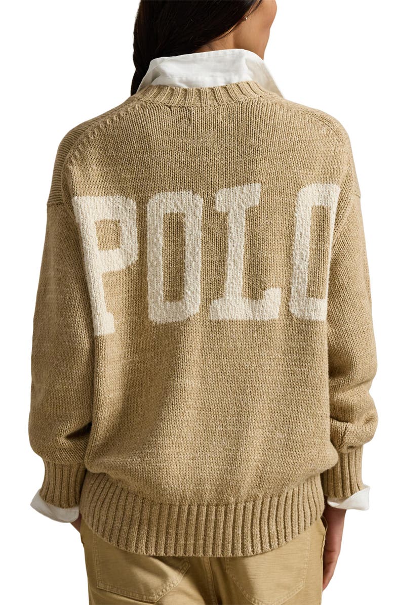 Polo Ralph Lauren Intarsia Knit Logo Sweater, Alternate, color, Tan Heather