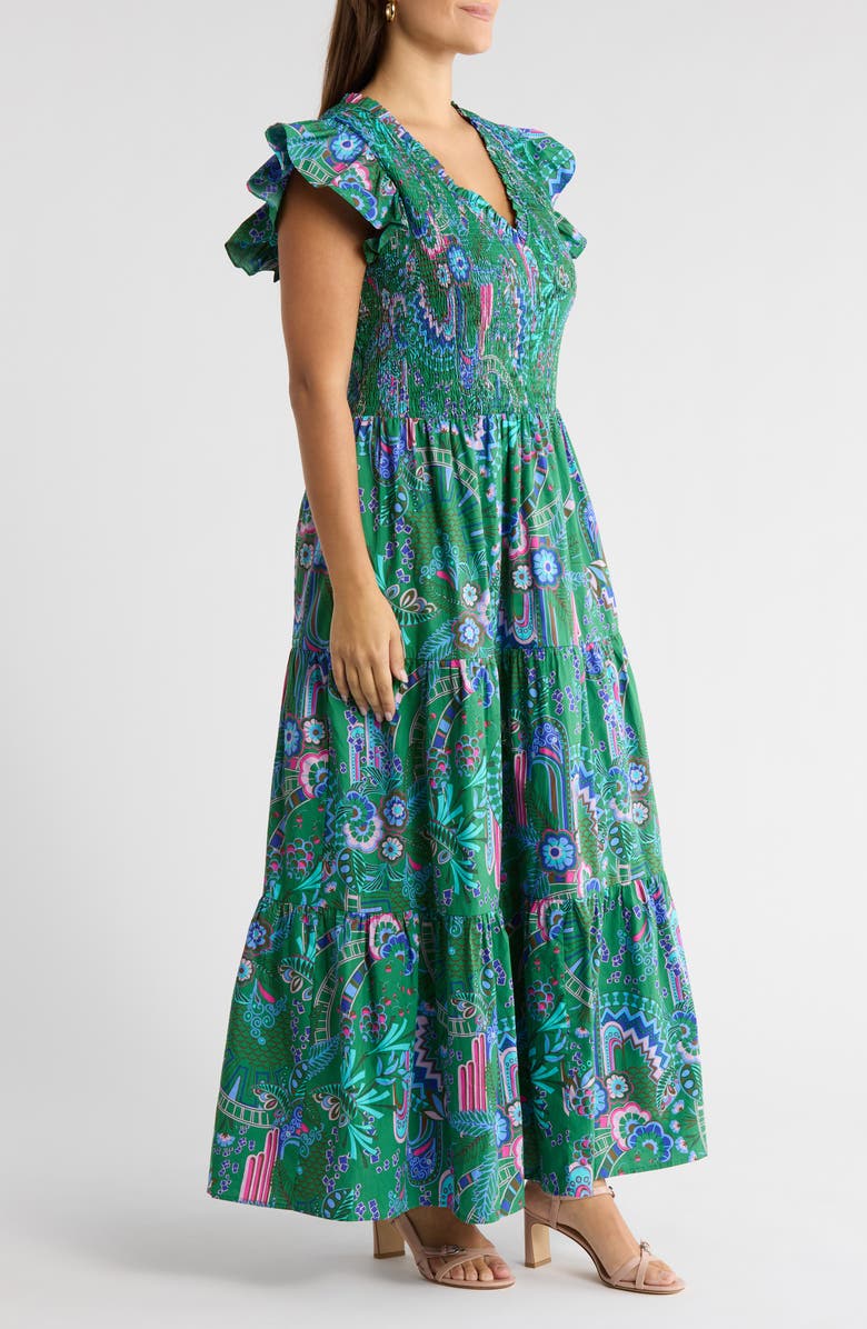 SUGARLIPS Vesper Geo Sunfire Print Maxi Dress, Alternate, color, Kelly-Blue-Multi