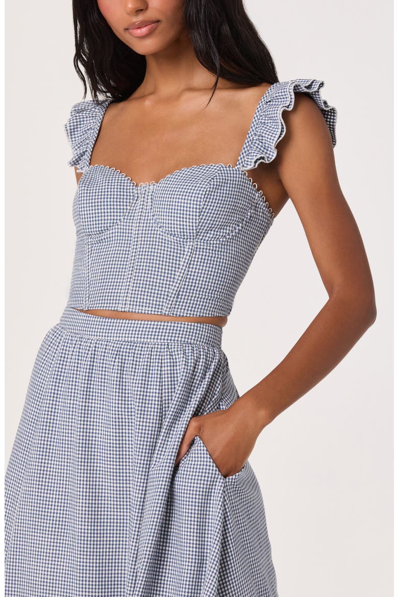 Wylda Floral Print Maxi Skirt, Alternate, color, BLUE GINGHAM