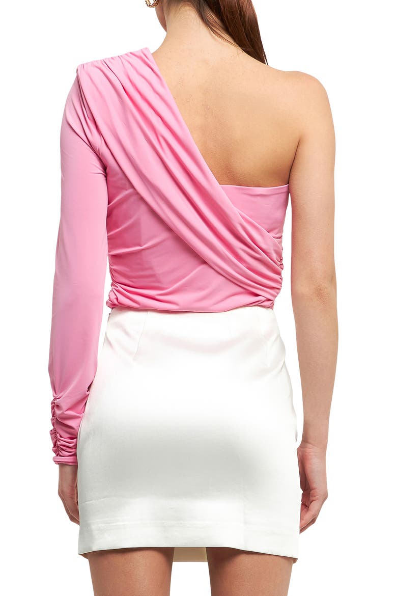 Shirred One-Shoulder Top, Alternate, color, PINK
