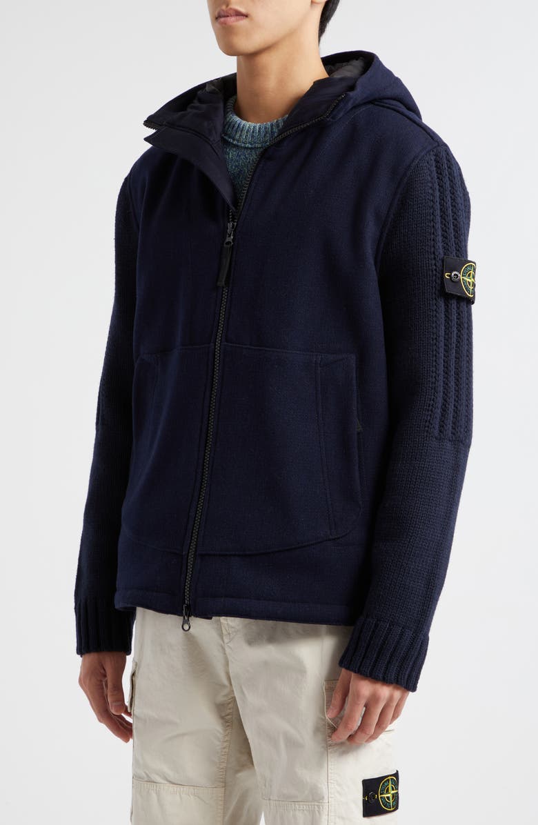 Stone Island Panno Speciale Hooded Wool Blend Jacket, Alternate, color,