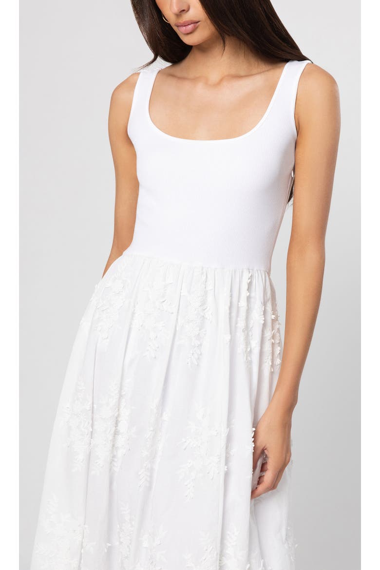 Leann 3D Voile Combo Midi Dress, Alternate, color, White